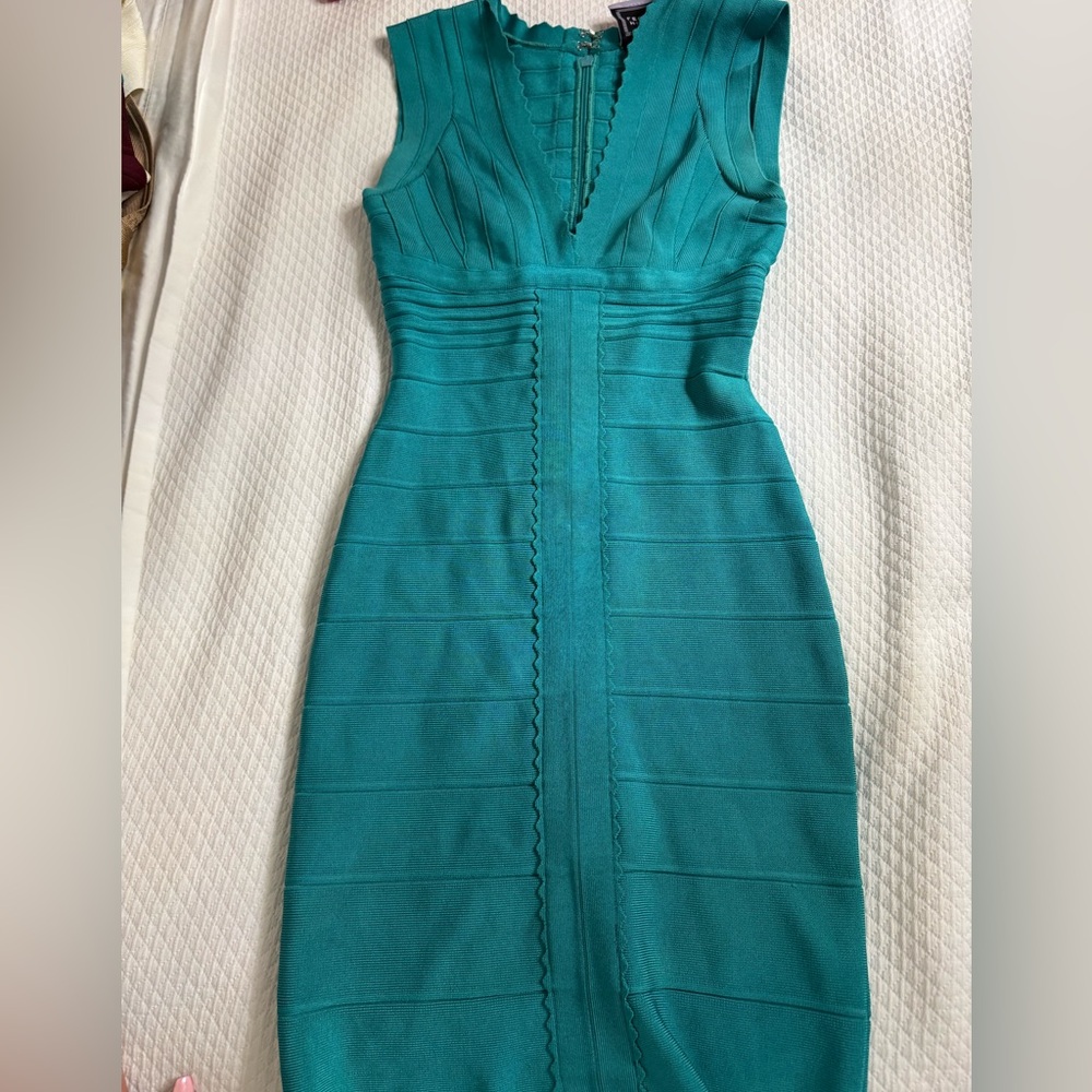 Hervé Leger  Short designer teal dress